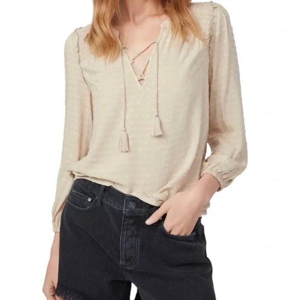 Paige Blouse Top Women Size Small Shaylene Top Sand Dollar Tan Nwt